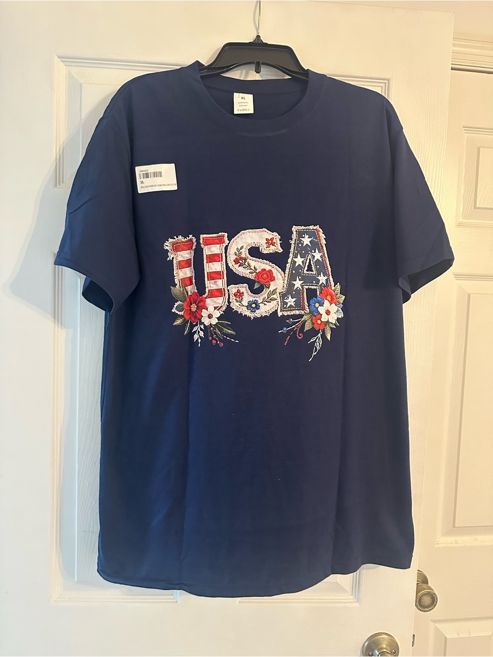 Navy Blue USA Floral  T-Shirt